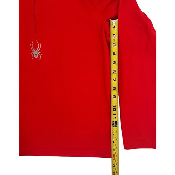 Spyder Mens Quarter Zip Short Jumper Medium Solid Red Pullover Long Sleeve - Picture 8 of 9
